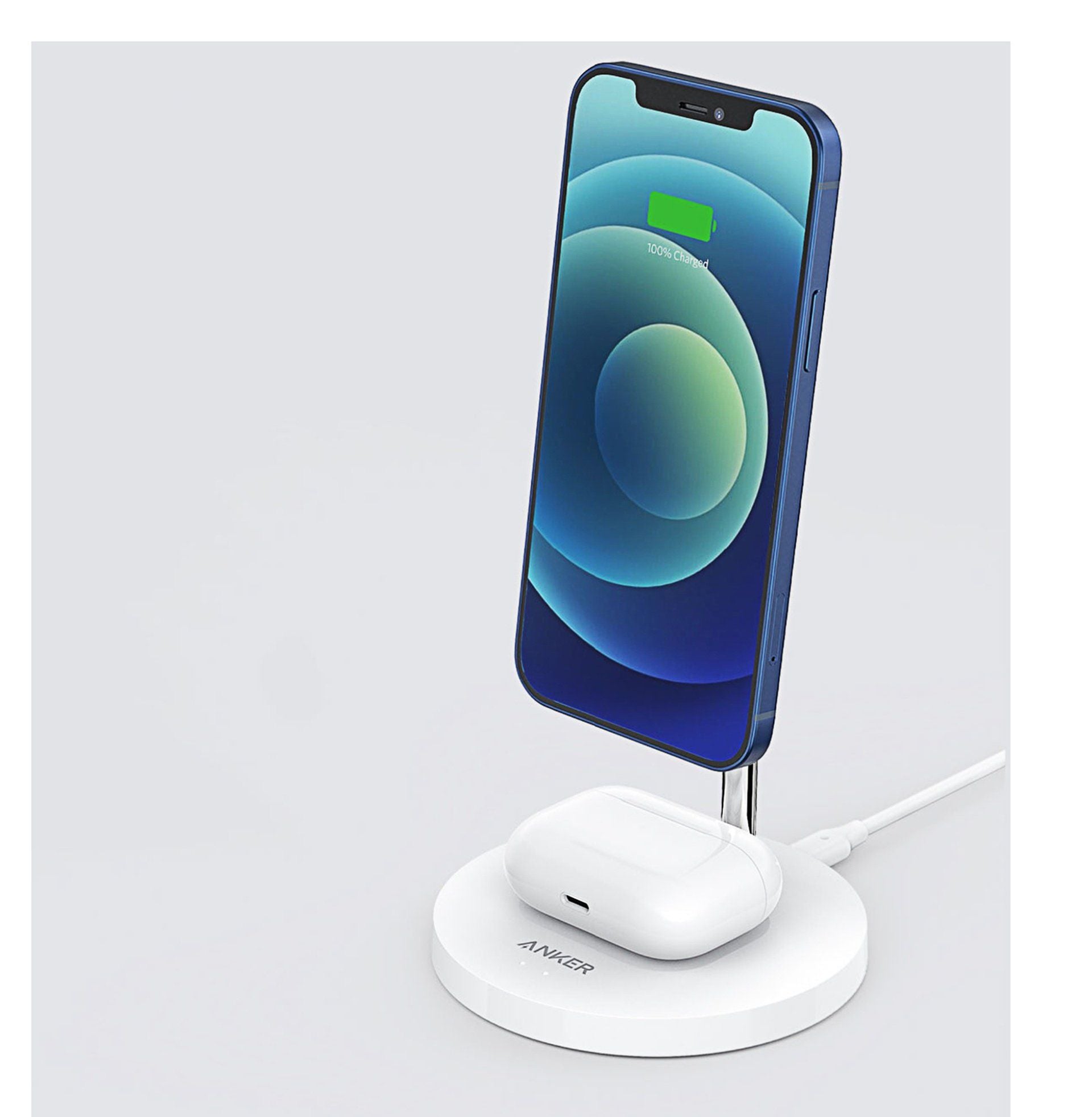 Anker Powerwave Magnetic 2-In-1 Adjustable Wireless Charging Stand, White