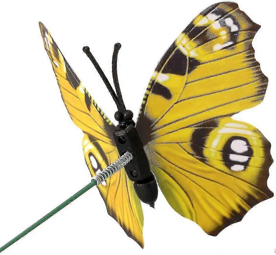 Lot Of 50 Colorful Butterflies Of 7 Cm For Garden Decoration On Butterfly Sticks