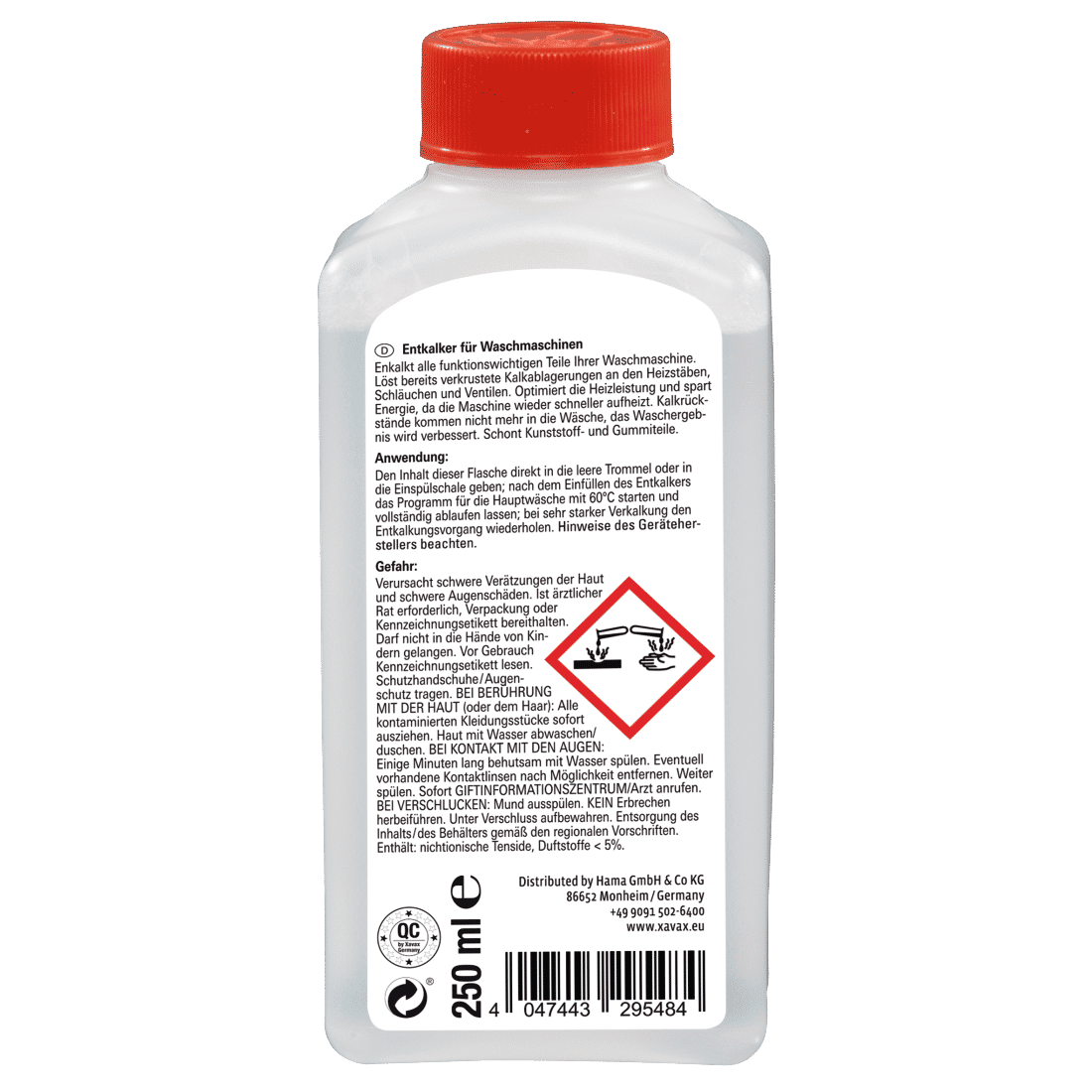 XAVAX 111724 مزيل الترسبات الكلسية لغسالات الملابس، 250 مل