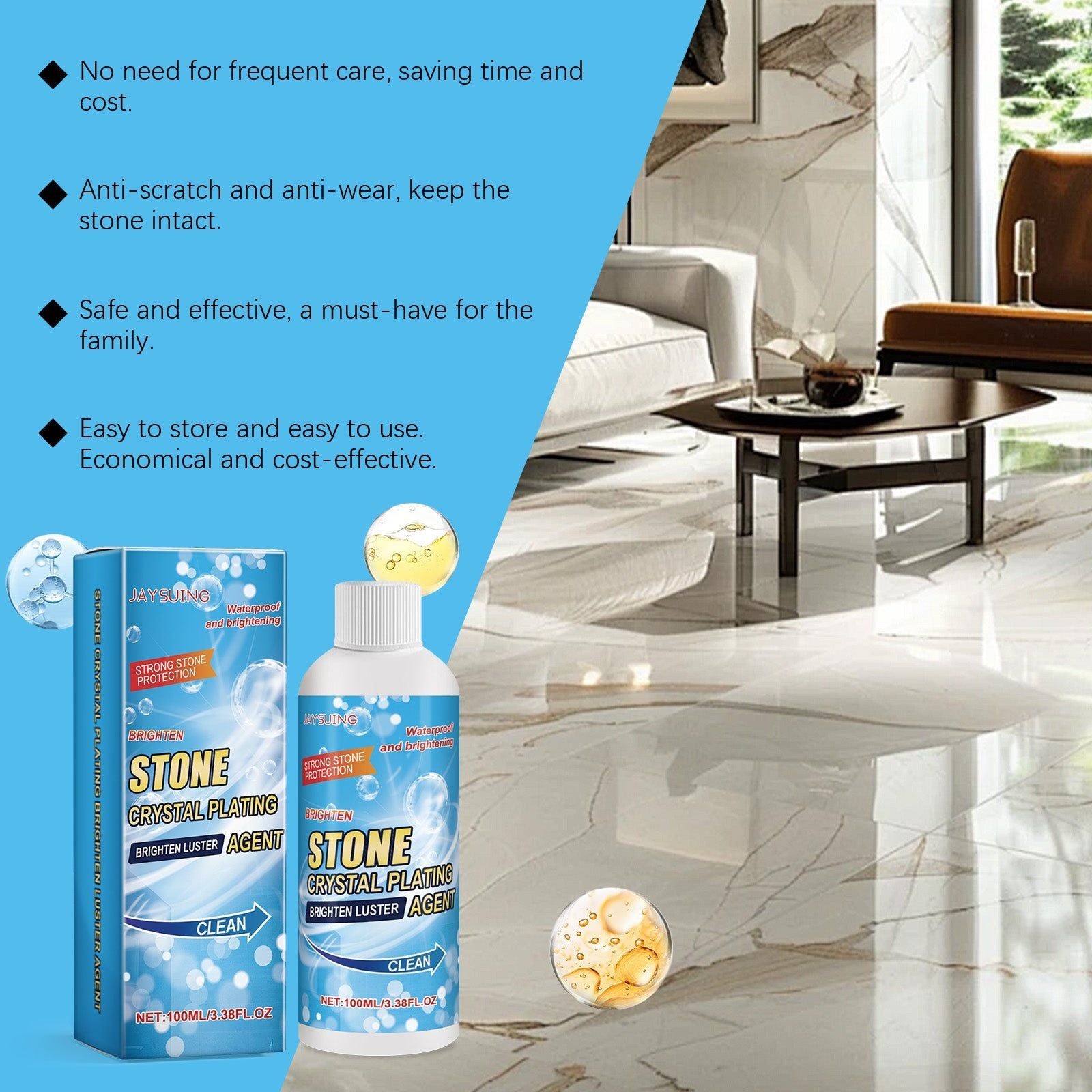 Revitalize Your Stone with Crystal Plating, Scratch Repair, Stain Remover, Waterproof Sealant ,100ml