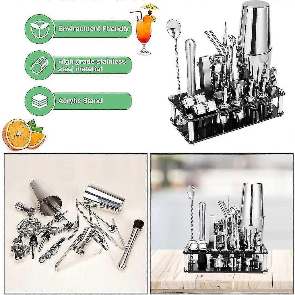 Boston Cocktail Shaker Set With Acrylic Stand and Recipes