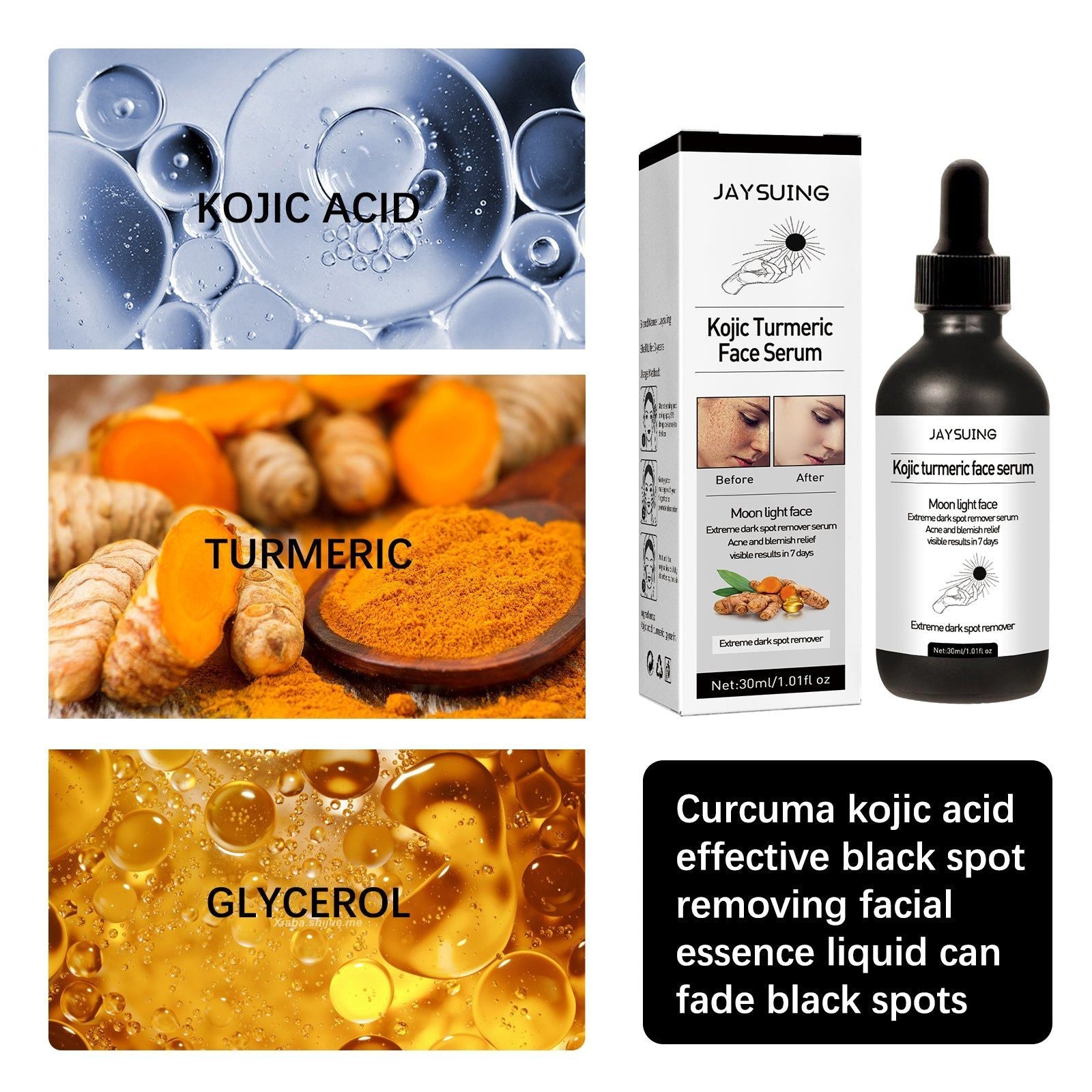 Brightening Dark Spots Serum, Fade Melanin, Lighten Skin Tone, Moisturize ,30ml