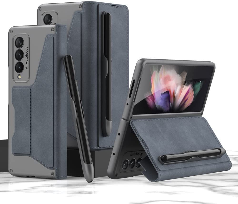Leather Wallet Case Shockproof Cover With S Pen Holder For Samsung Galaxy Z Fold 4