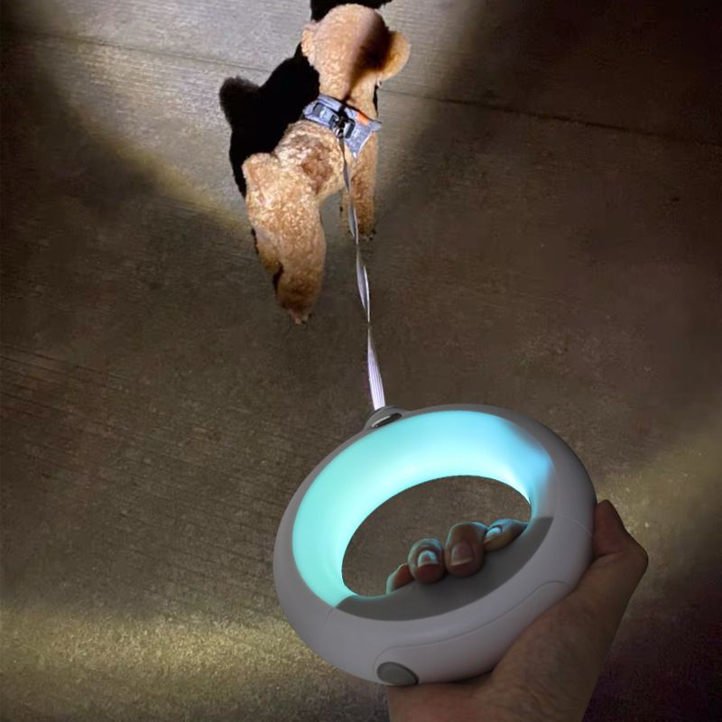 Retractable Wearable Dog Leash With Ultra Bright LED Light Cool Luminous Pet Leash