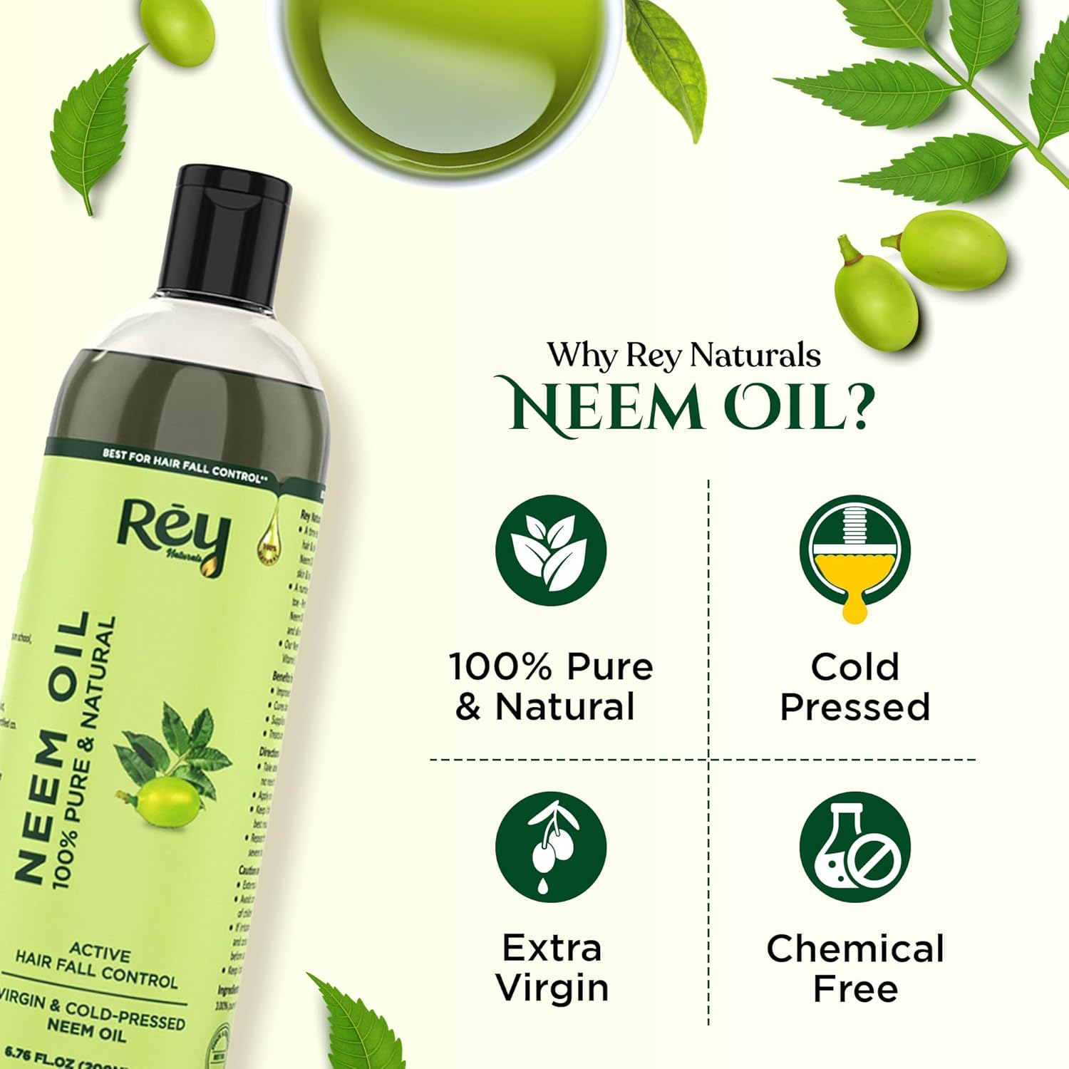 Rey Naturals Cold Pressed Neem Oil 200 ml