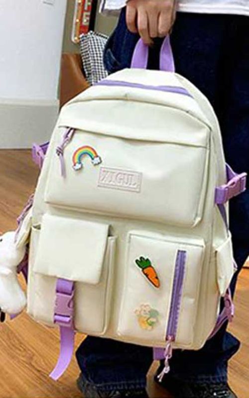 4 Pcs/Set Canvas School Bags Backpack – Durable, Stylish Backpack Set for Kids, Teens & Students