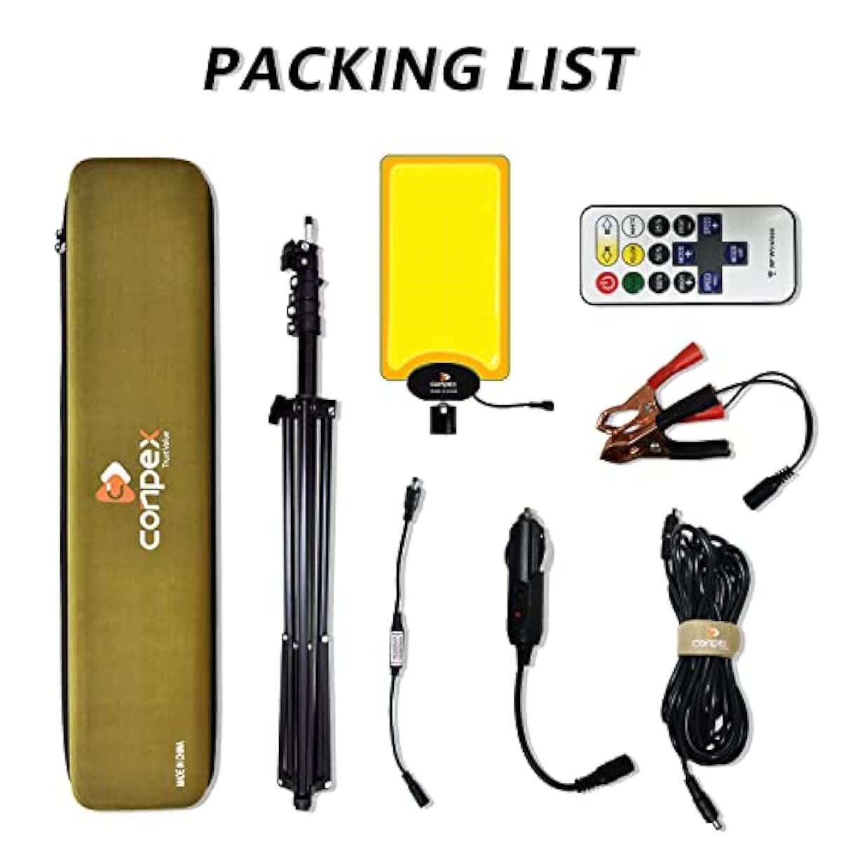CONPEX LED Work Light with Telescopic Tripod Stand, 10000LM 12V Camping & Outdoor Flood Light with Remote Control
