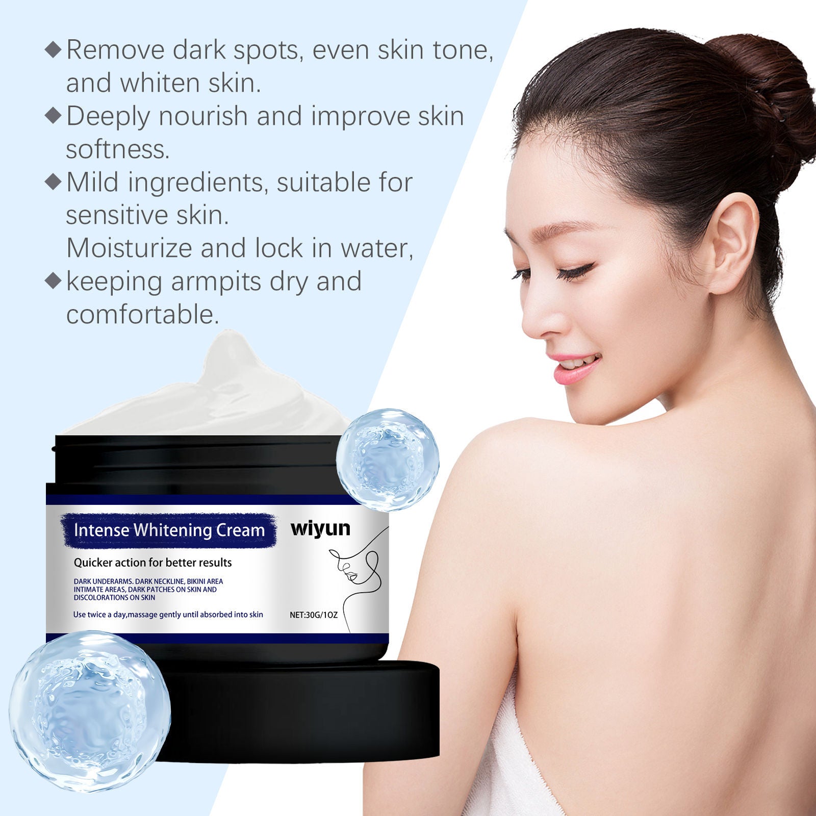 Body Brightening Cream Nourish and Hydrate, Skin Whitening, Dark Spot Removal ,30g