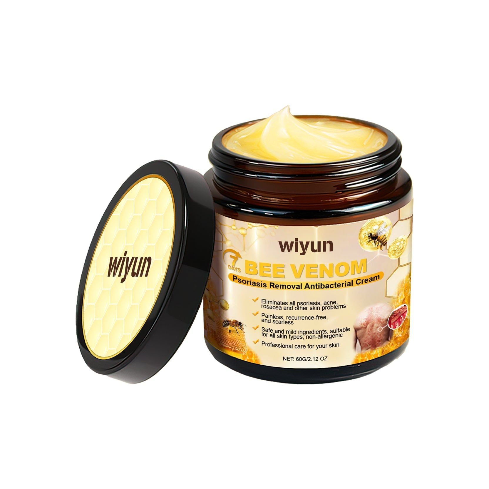 Bee Venom Skin Care Cream, Anti-Aging, Moisturizer, Psoriasis, Acne, Natural, Soothing, Daily Hydrating ,60g