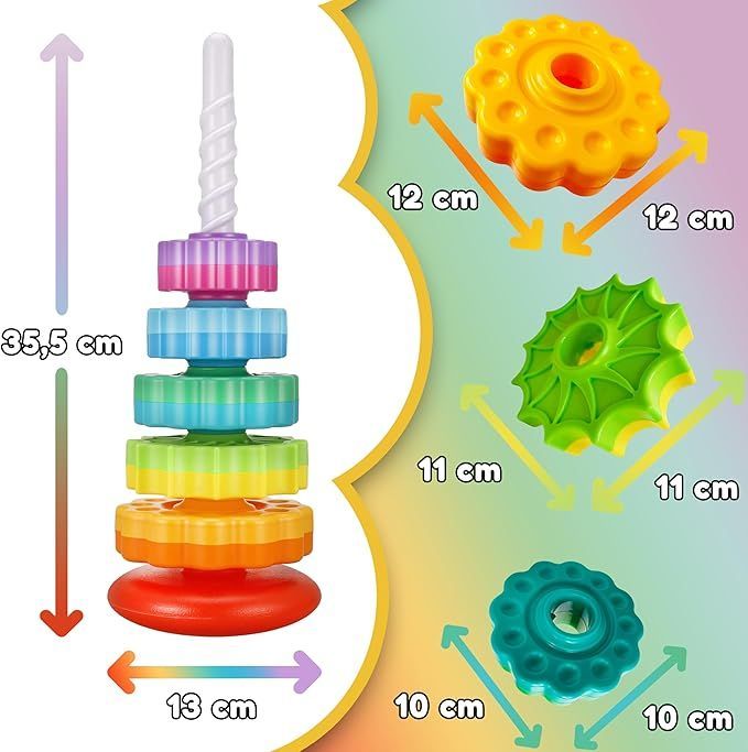 Montessori Rotating Rainbow Tower Toys Early Education Toys For Babies