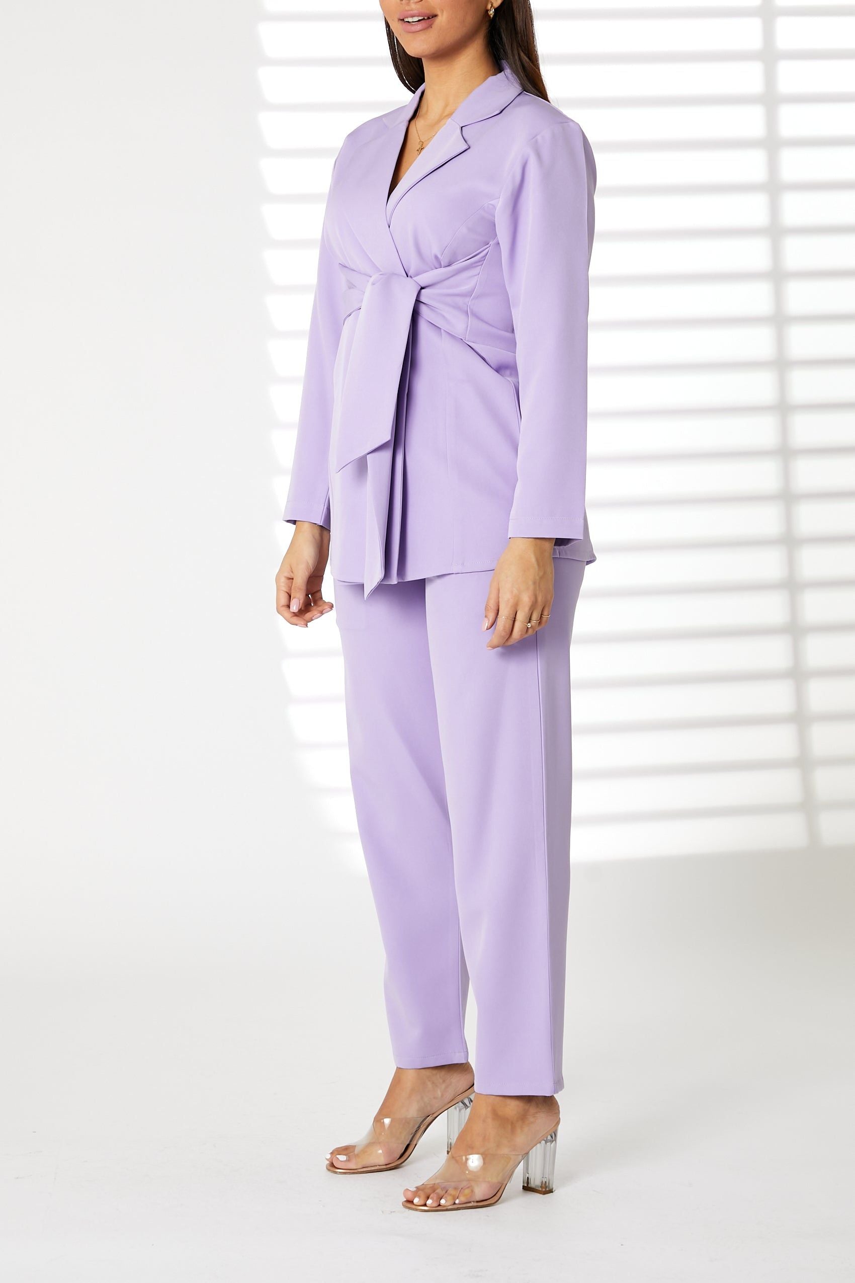 MOiSTREET Lavender Barbie Crepe Fabric Blazer and Pants Set