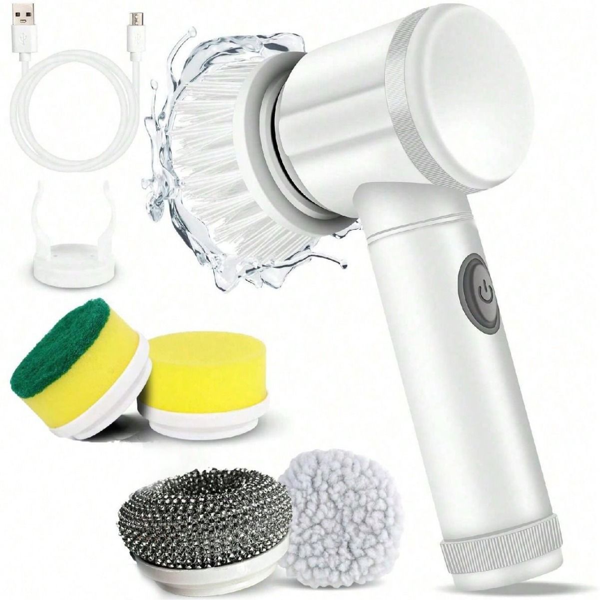 Electric Spin Scrubber Electric Cleaning Brush With 5 Replaceable Brush Heads For Bathtub Floor