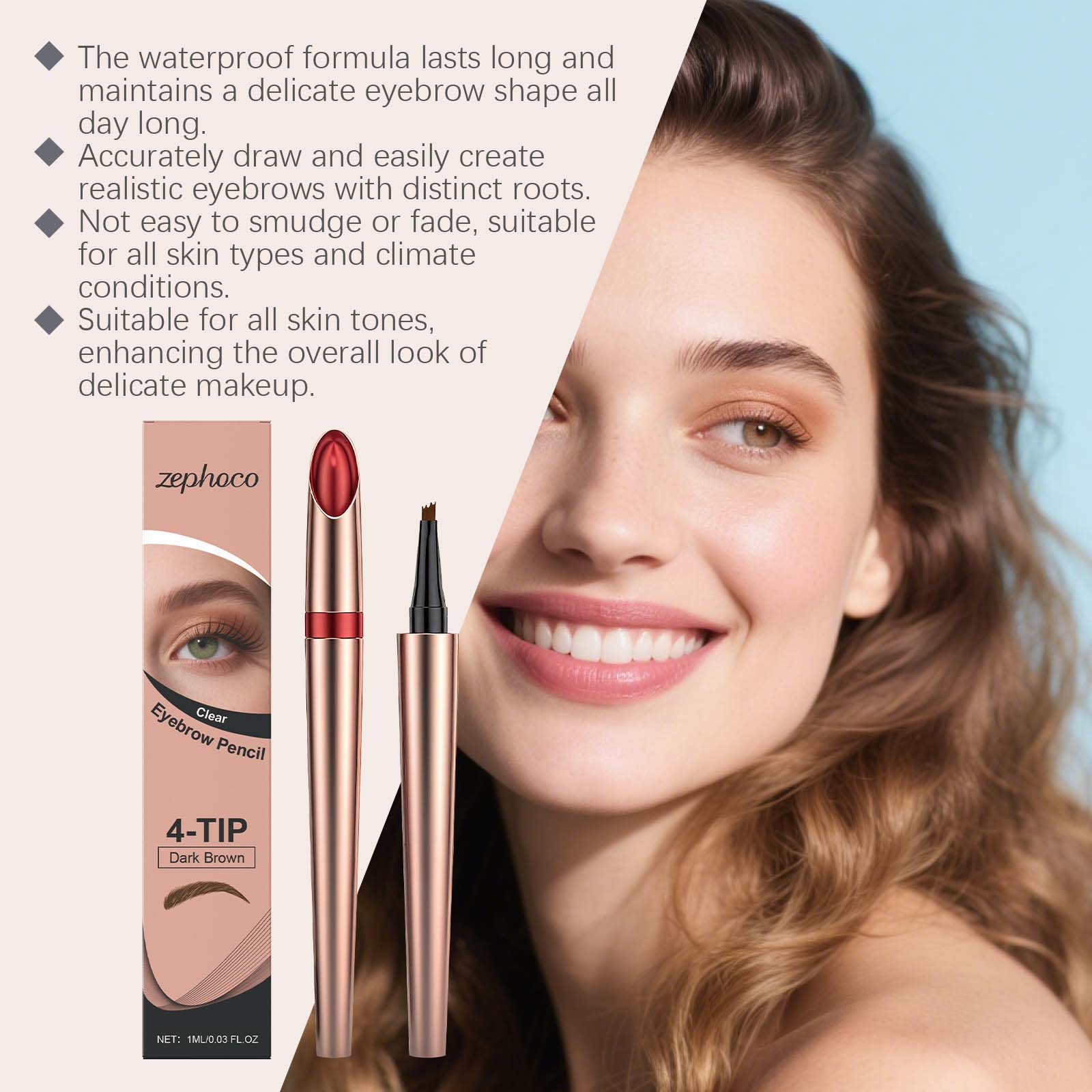 Dark Brown Eyebrow Pencil, Waterproof, Long-Lasting, Perfect for Modifying Eyebrows ,1ml