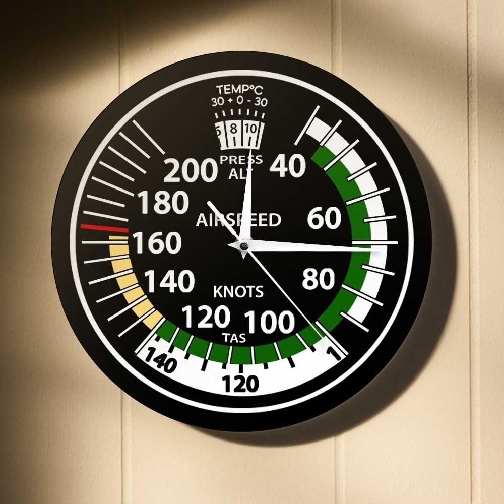 12 Inch Acrylic Airspeed Indicator Wall Clock Aviation Home Pilot Decor