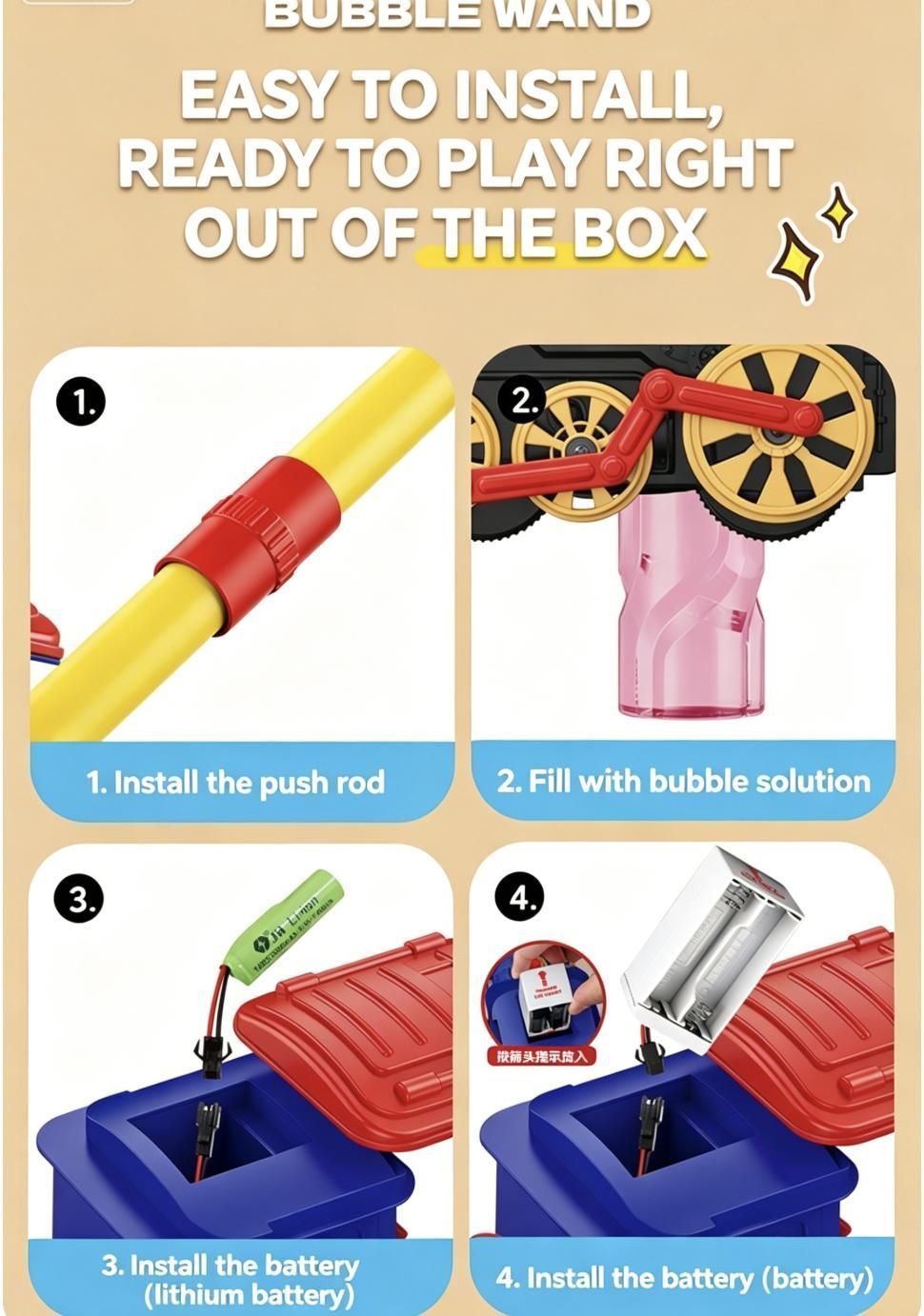 Kids Train Bubble Machine Push Toy - Automatic Bubble Blower with Lights & Wheels, Outdoor Activity Toy for Toddlers 3+