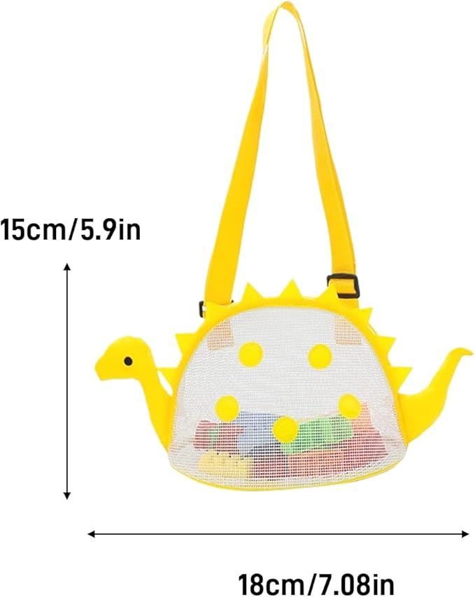Mesh Beach Bag Kids Shell Bags Sand Toys Storage Bag Dinosaur Shape Crossbody Bag