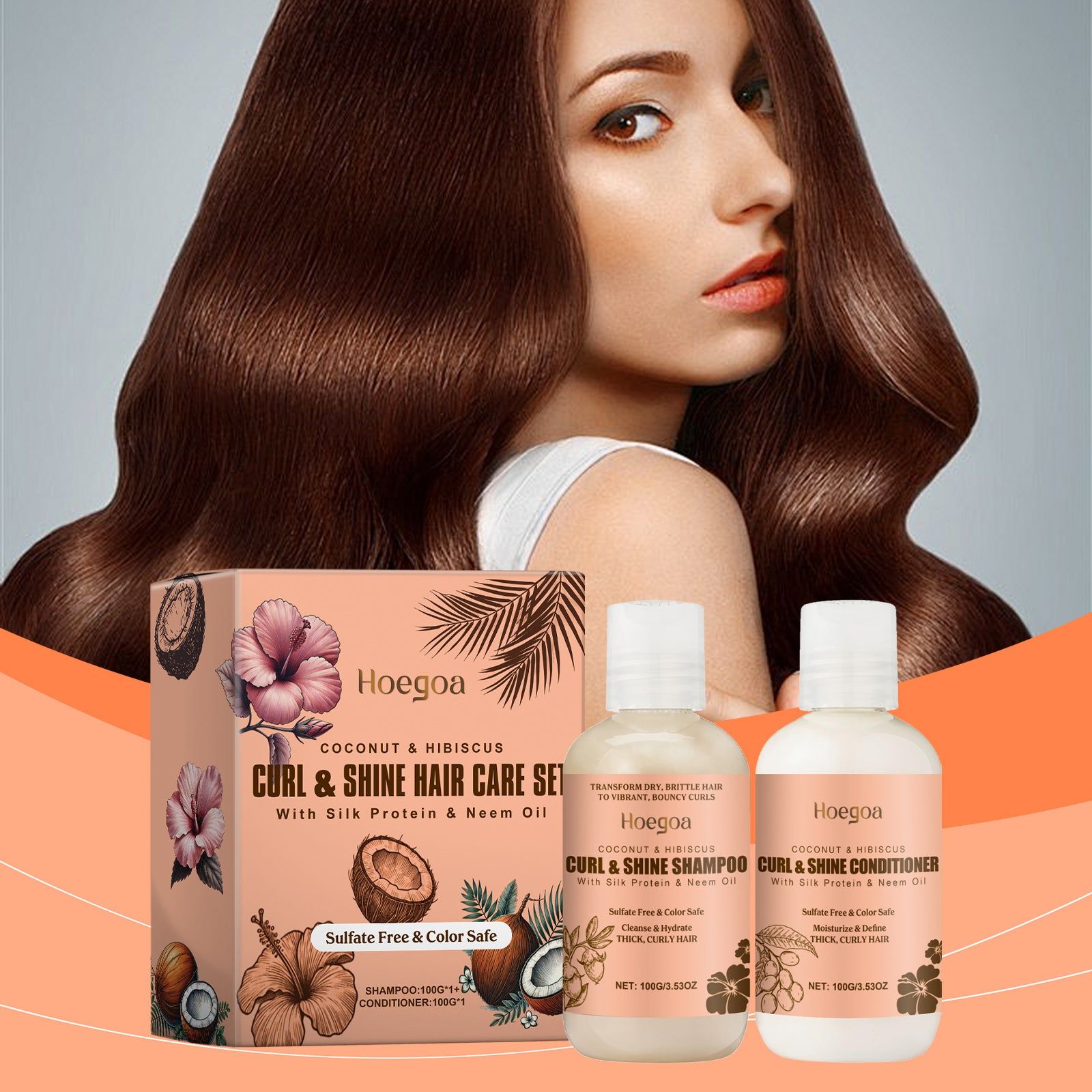 Coconut Moisturizing Shampoo Set for Curly Hair, Volumizing, Deep Nourishment ,1set