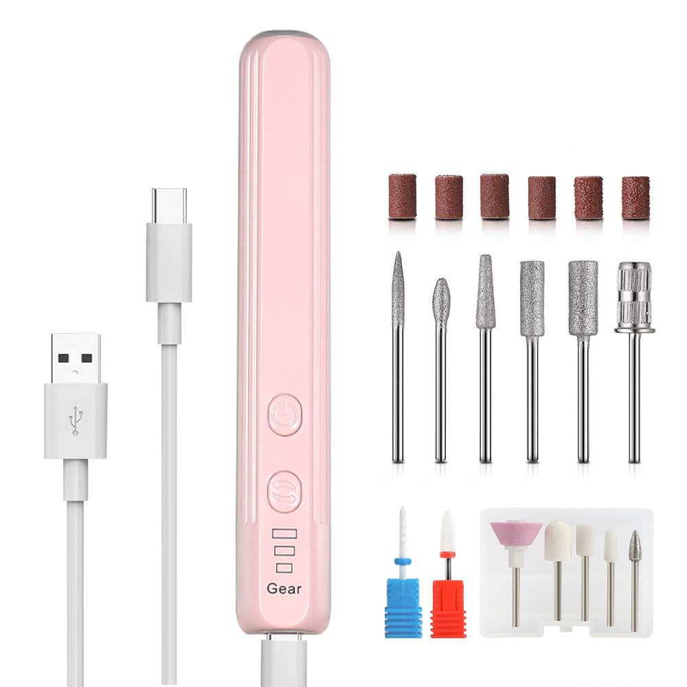 Electric Nail Drill Kit Portable Nail Polish Drill Grinder Rechargeable Electric Nail File Machine