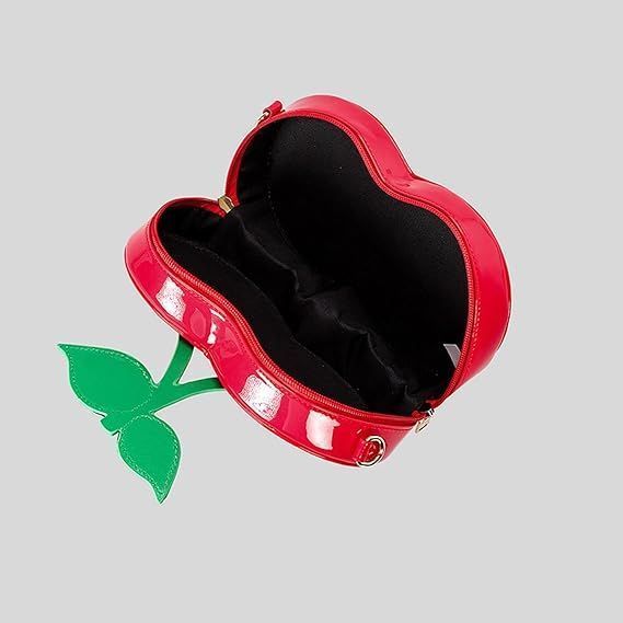 Red Cherry Bag Fun Shape Purse Handbag Summer Fruits Shiny Shoulder Bag