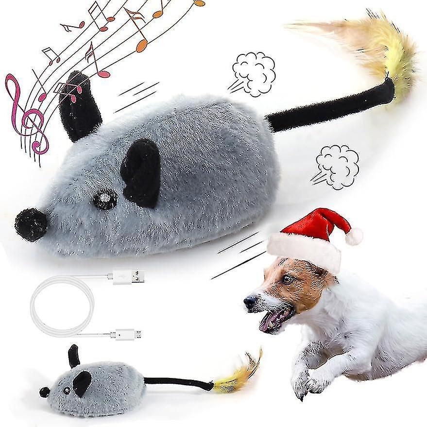 Fake Mouse Moving Dog Toy With Automatic Sensor, Dog Mouse Toy With Realistic Sound Extended Tail, zxin