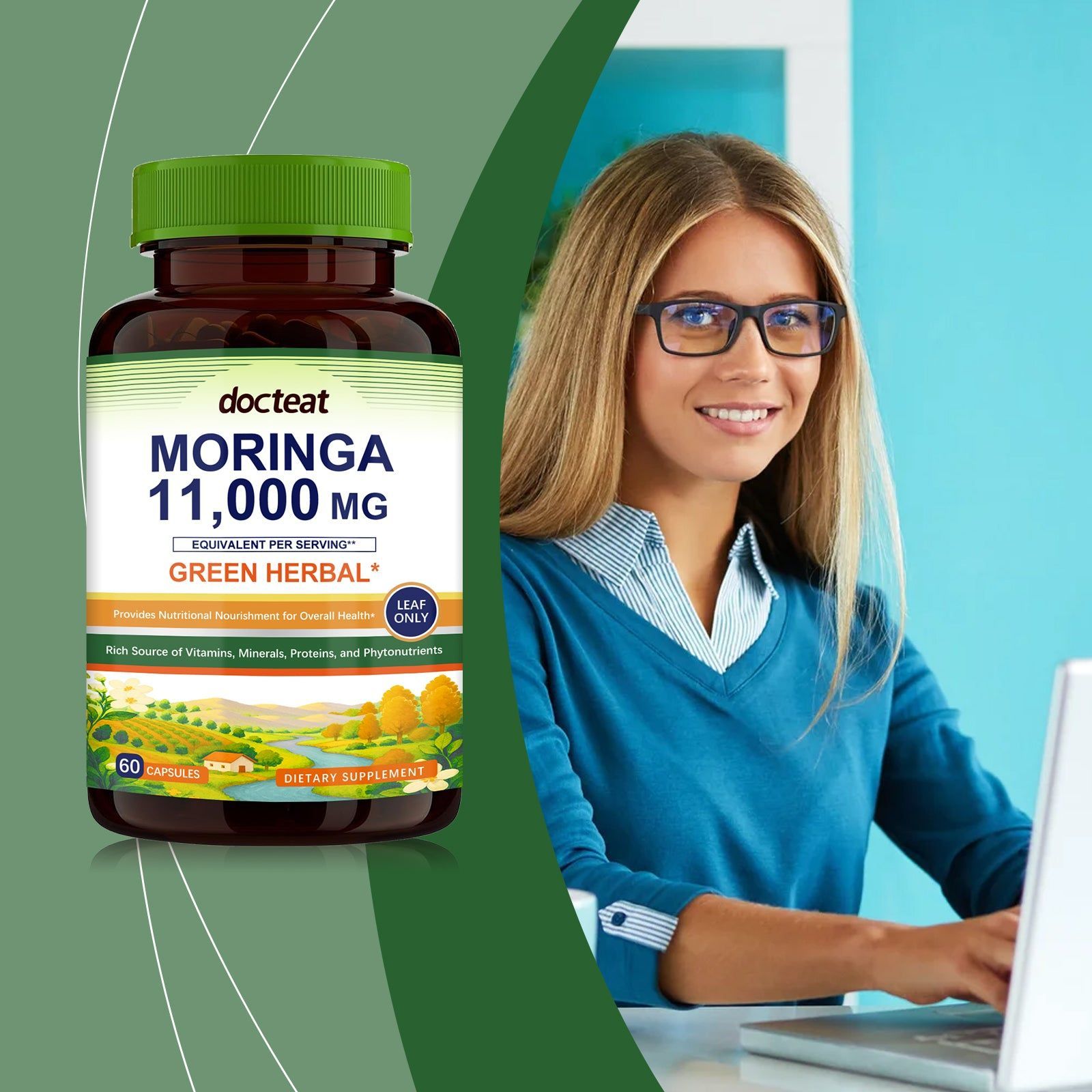 Boost Energy Naturally with Moringa Capsules, Body Care, Daily Vitality Support ,60pcs
