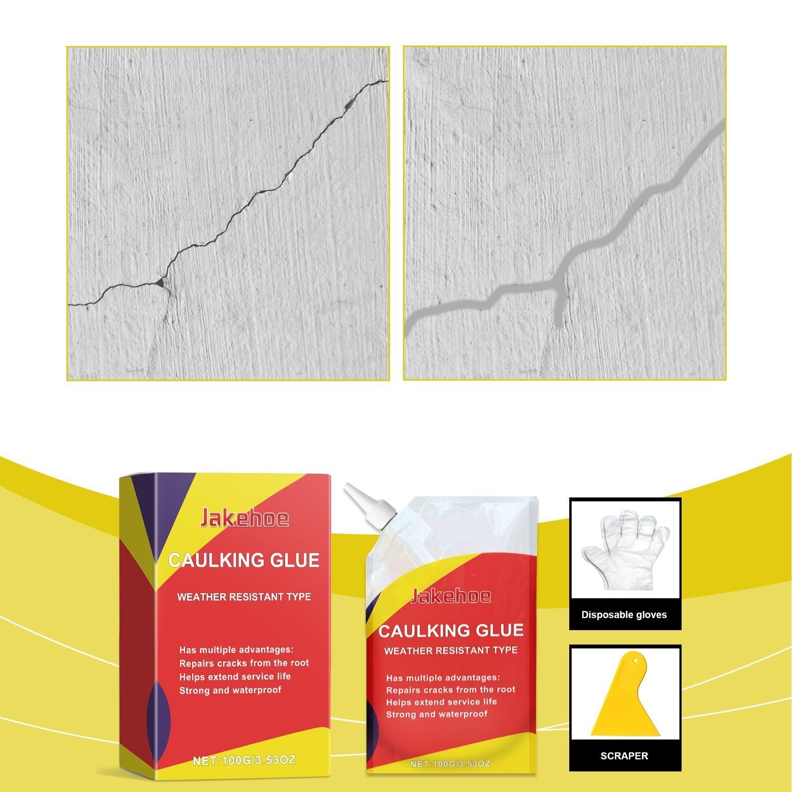Waterproof Repair Sealant, Glue for Cracks, Waterproof, Flexible, Easy Fix ,1set