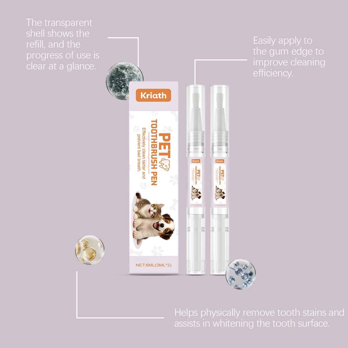 Pet Teeth Cleaning Pen, Gentle Oral Care for Pets, Fresh Breath, Tartar Control ,1 set