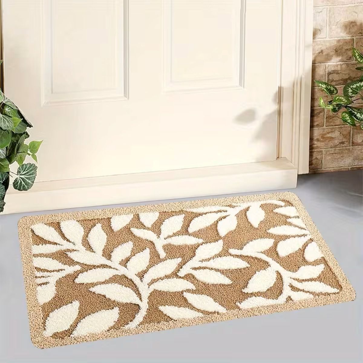 AIESY® Micro-Poly Shaggy Leaf Shape Multi-Purpose Door Mat for Home