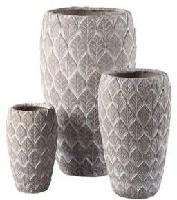 26x41cm Scalloped Pattern Fiberclay Planter #KD-094
