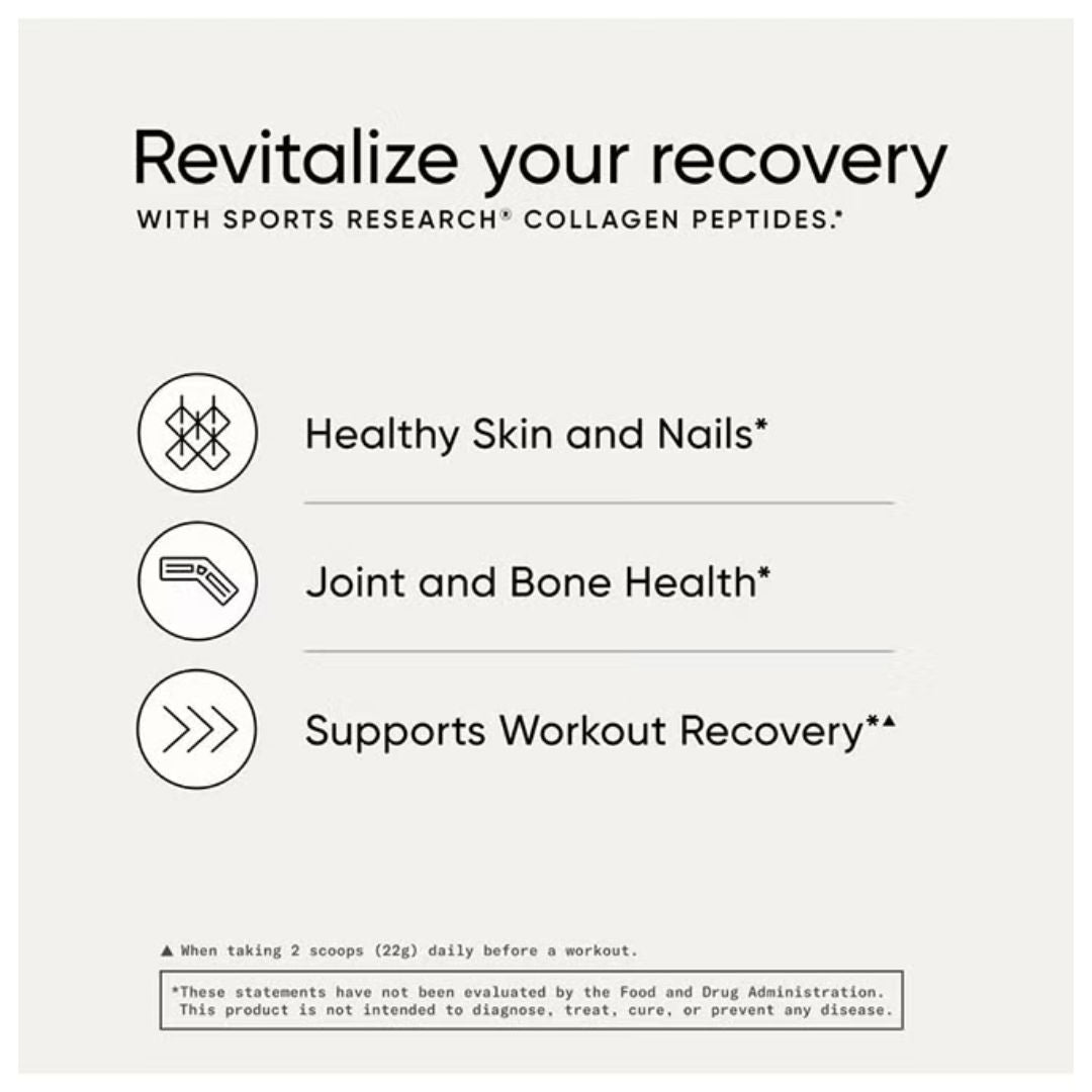 Sports Research Collagen Peptides Powder, Unflavored, Hydrolyzed Collagen