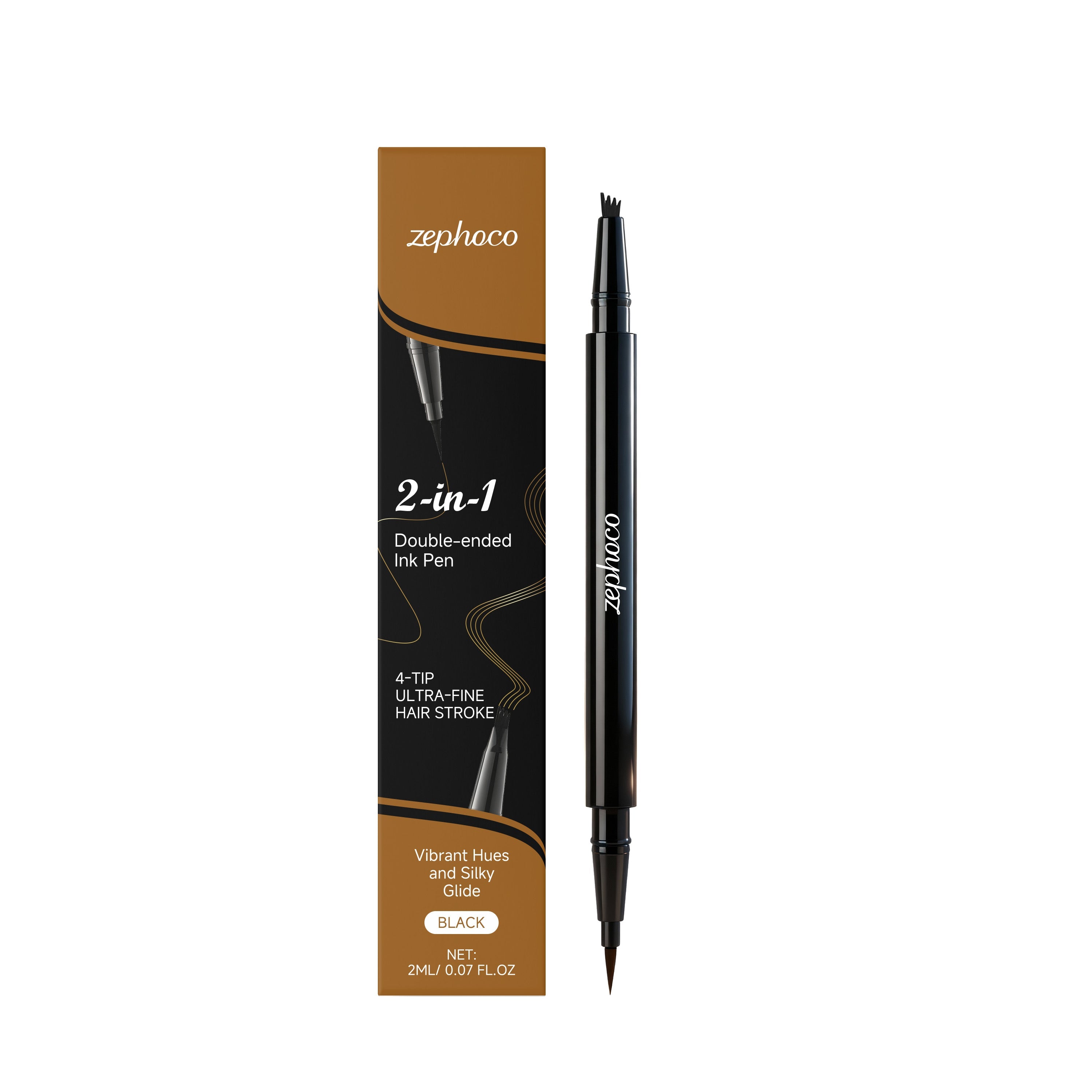 2-in-1 Eyebrow Pencil, Natural, 4-Pronged Tip, Easy to Use, Long-Lasting, Trendy Makeup Tool ,2ml