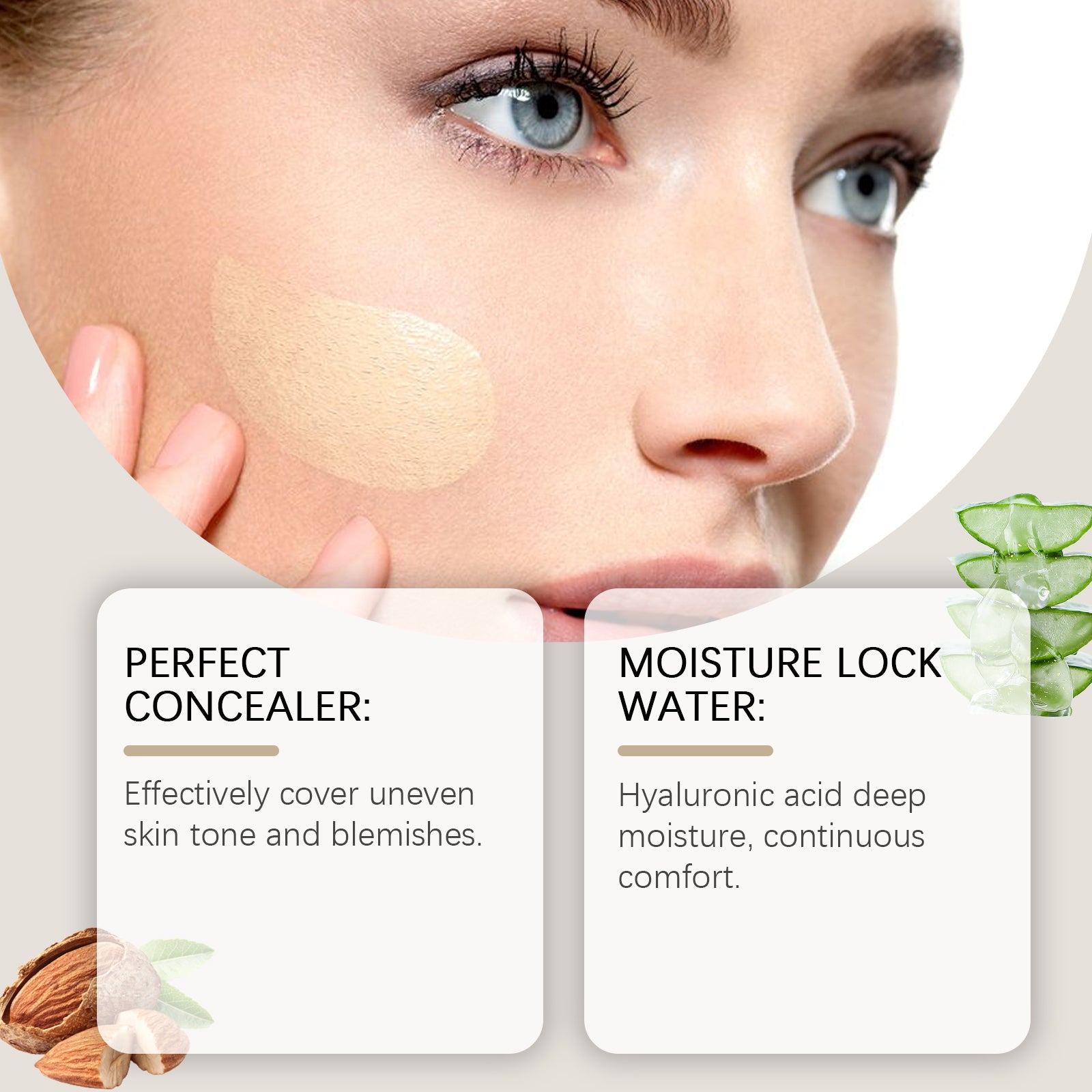 Concealer and Moisturizer, Long-Lasting Hydrating Foundation, Flawless Skin ,30ml
