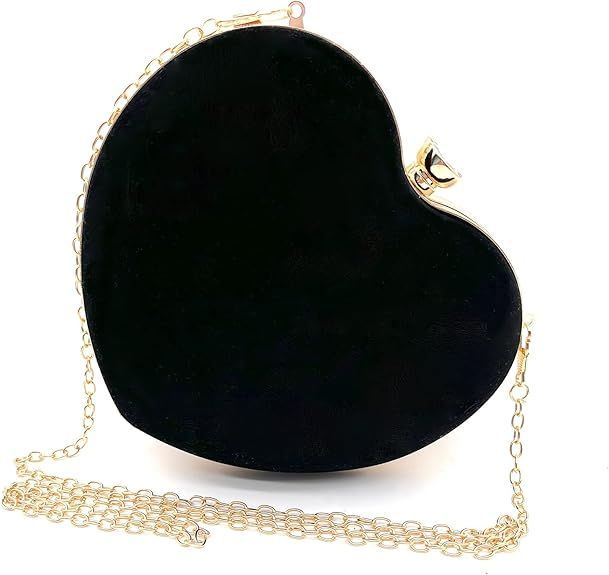 Women Heart Shaped Handbag Wedding Party Evening Bag Mini Clutch Chain Purse