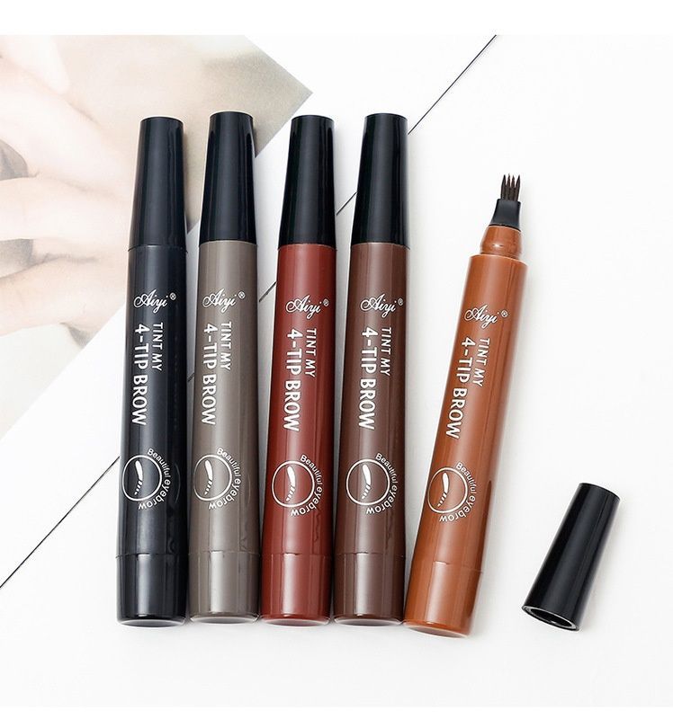 5 Pack Tattoo Eyebrow Pen Waterproof 4 Fork Tip Liquid Pencil  Eyeliner Brown Pen