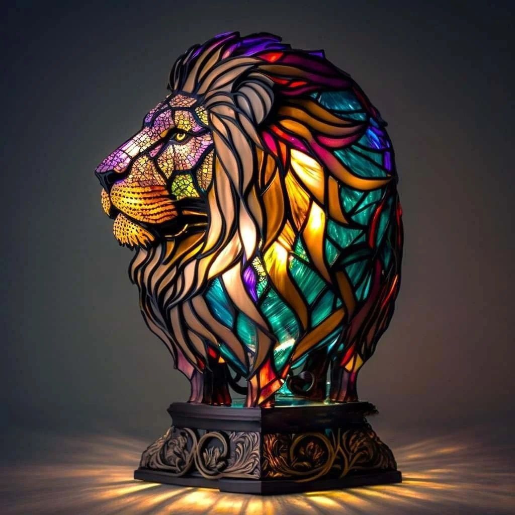 Colorful Lion LED Table Lamp USB Resin Night Light