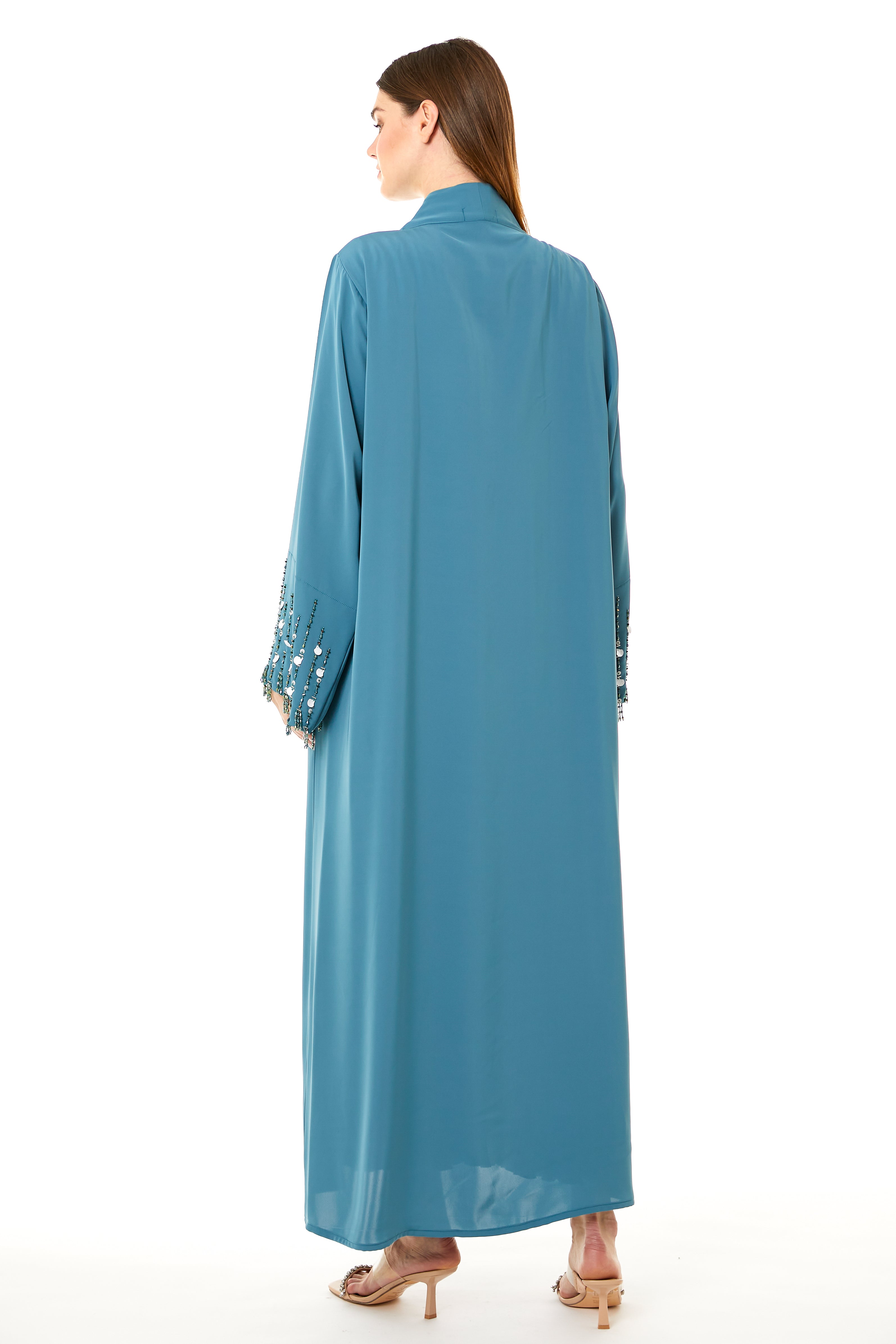 MOiSTREET Blue Korean Nida Hand Embellished Abaya