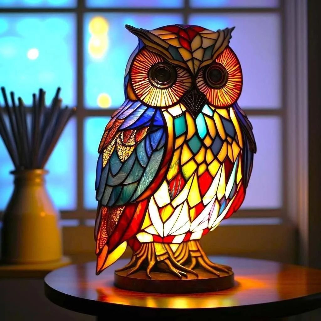 Colorful Owl LED Desk Lamp USB Night Light 15cm