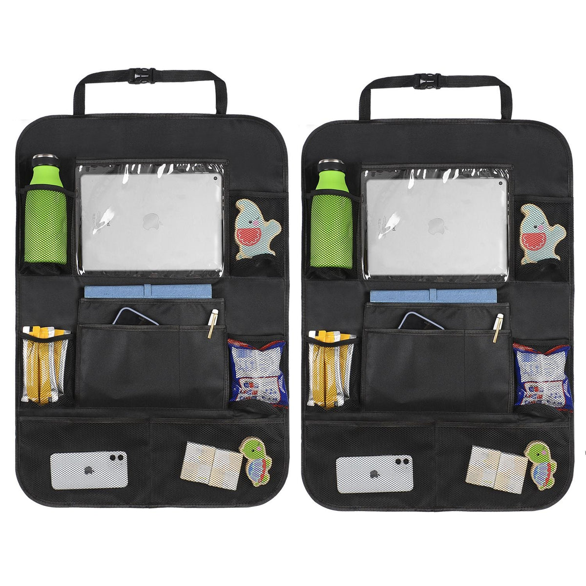 2 Pack Car Back Seat Organizer Seat Back Protectors Storage Bag Kids Kick Mat