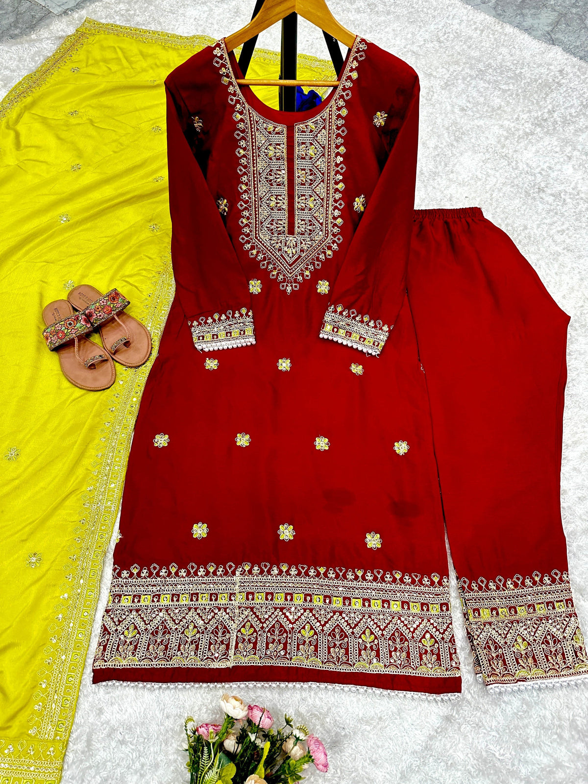 Fab Zone Beautiful Party Wear Top With Pent And Fancy Dupatta