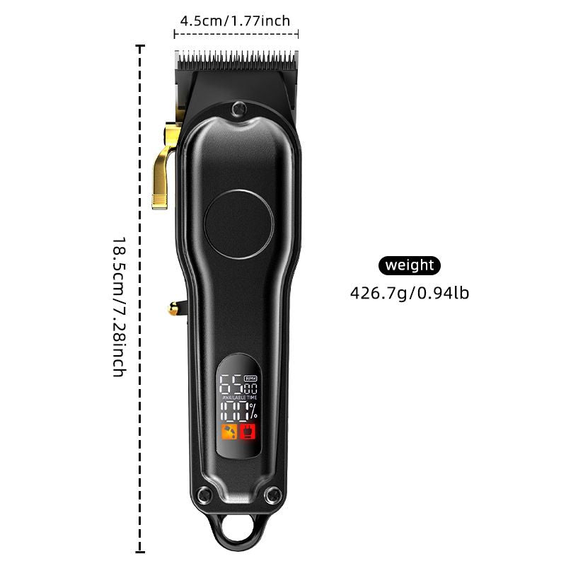 Oil Head Hair Clipper Kit with 8 Guide Combs, USB Rechargeable