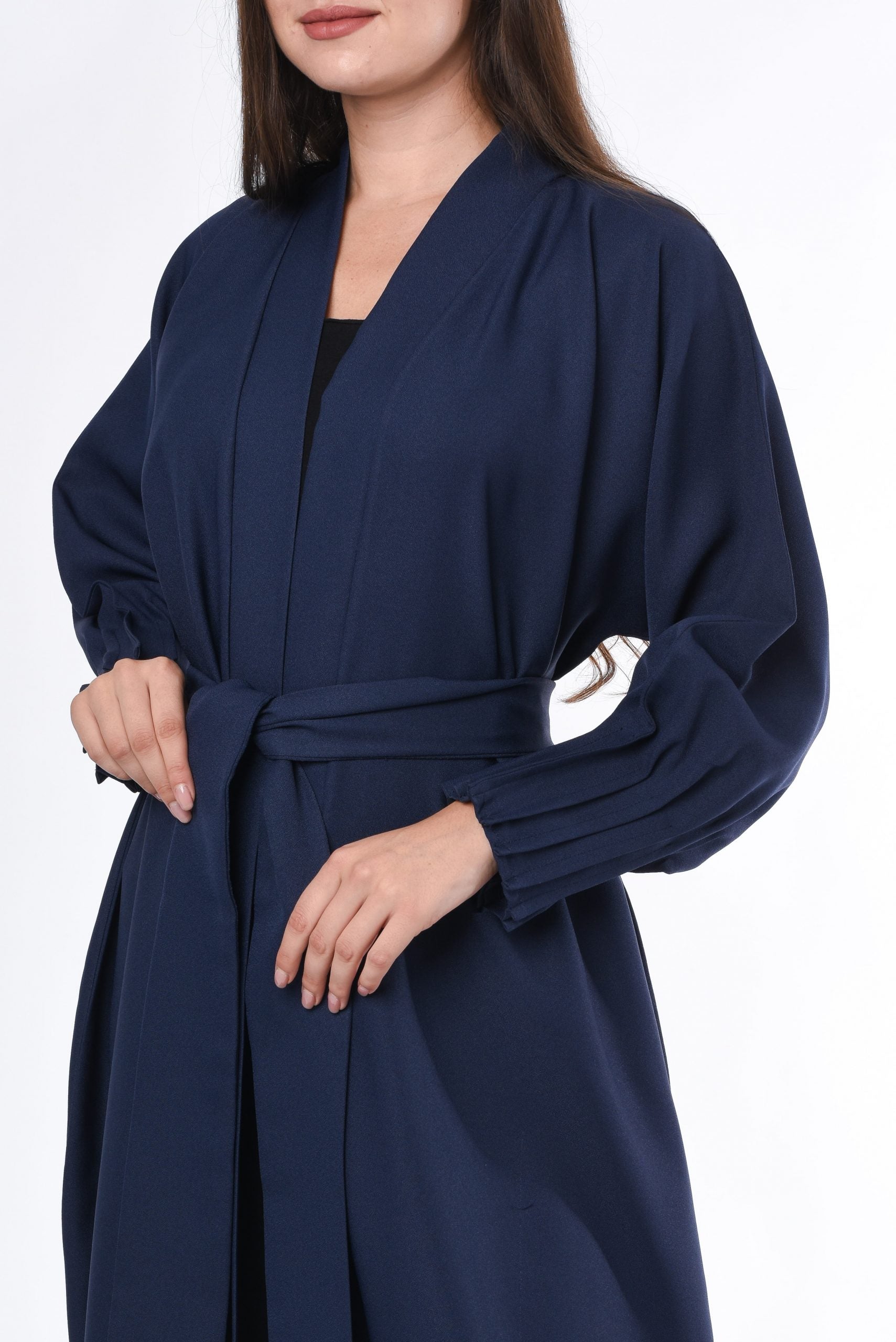 MOiSTREET Navy Pleated Detail Abaya
