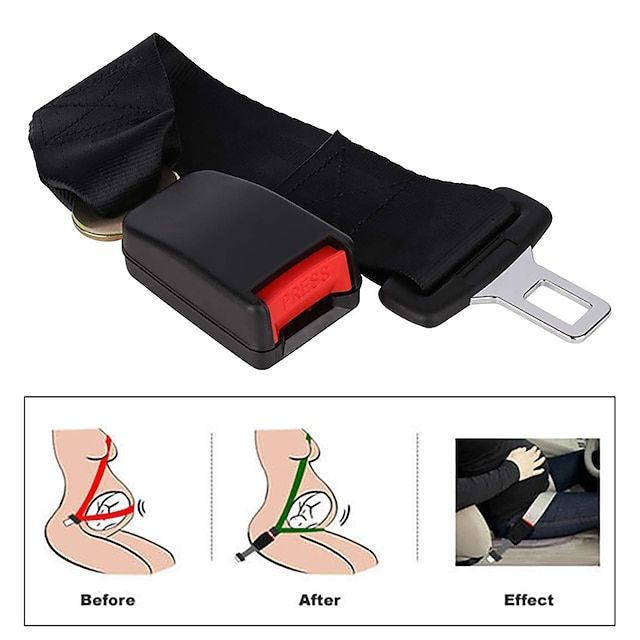 2 Pack Universal Car Seat Belt Extender Adjustable Seat Belt Extension Strap 23cm