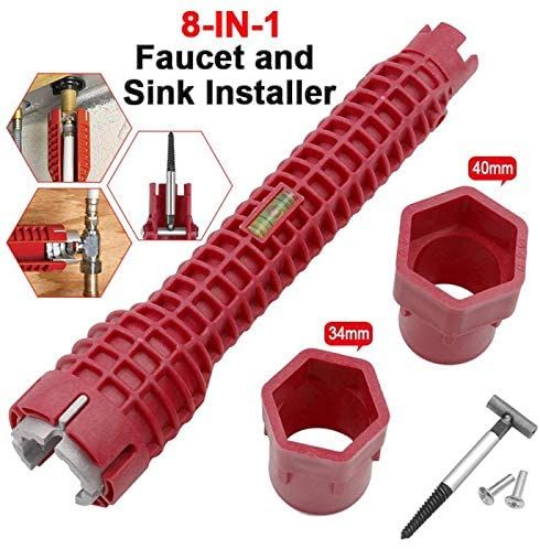 8 In 1 Faucet Sink Installer Multi Purpose Wrench Plumbing Tool Water Pipe Spanner