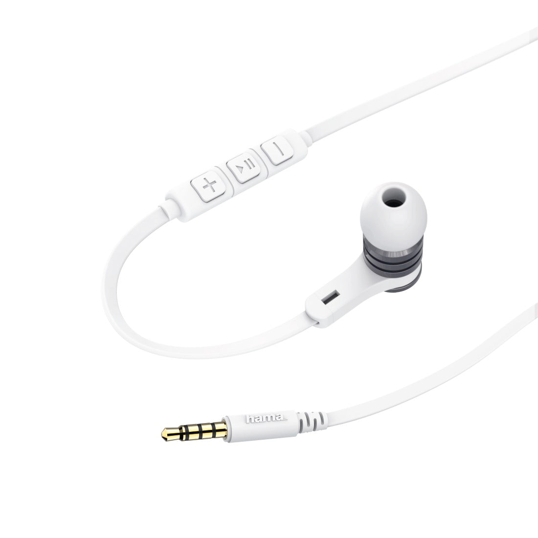 HAMA 184019 "INTENSE” HEADPHONES, IN-EAR, MIC, FLAT RIBBON CABLE, WHITE/GREY