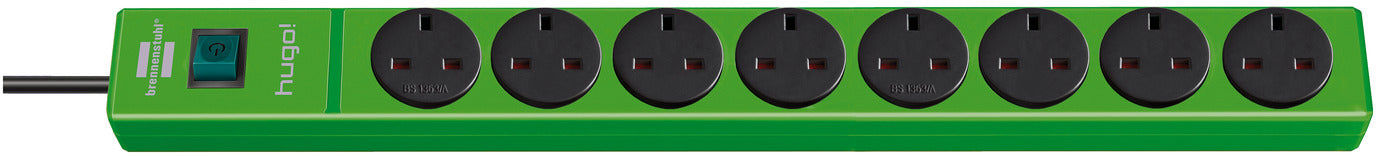 BRENNENSTUHL 1150613198 8-way extension lead (3m cable and switch, casing made of break-proof polycarbonate) colour: green
