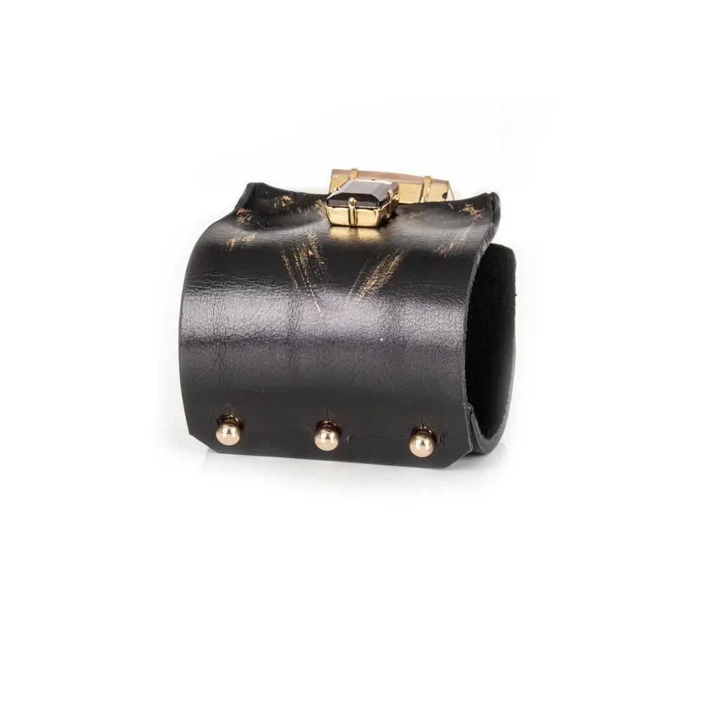 The Dark Monarch Edge Crystal Leather Cuff