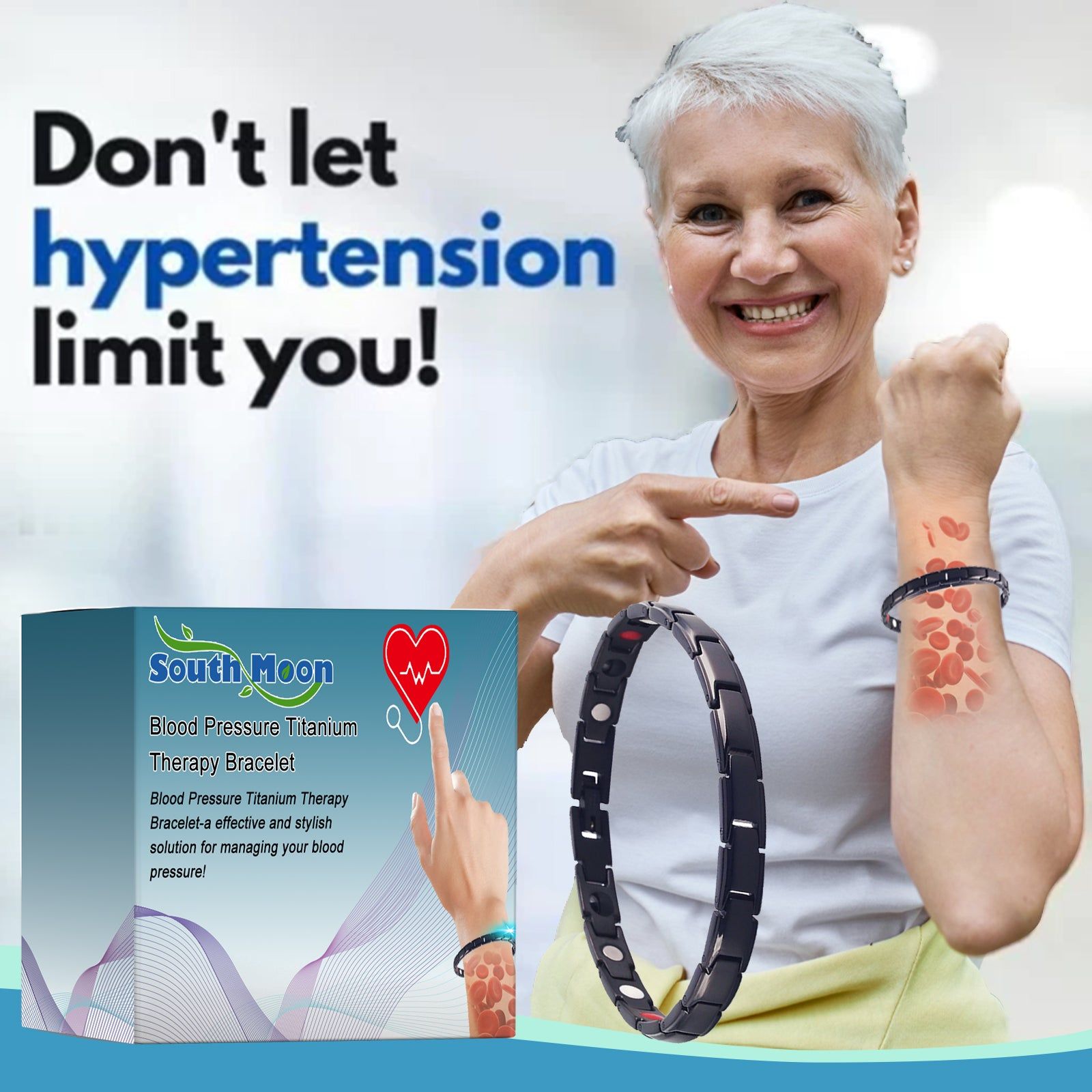 Blood Pressure Titanium Therapy Bracelet, Body Care, Stress Relief, Blood Sugar Balance ,1pcs
