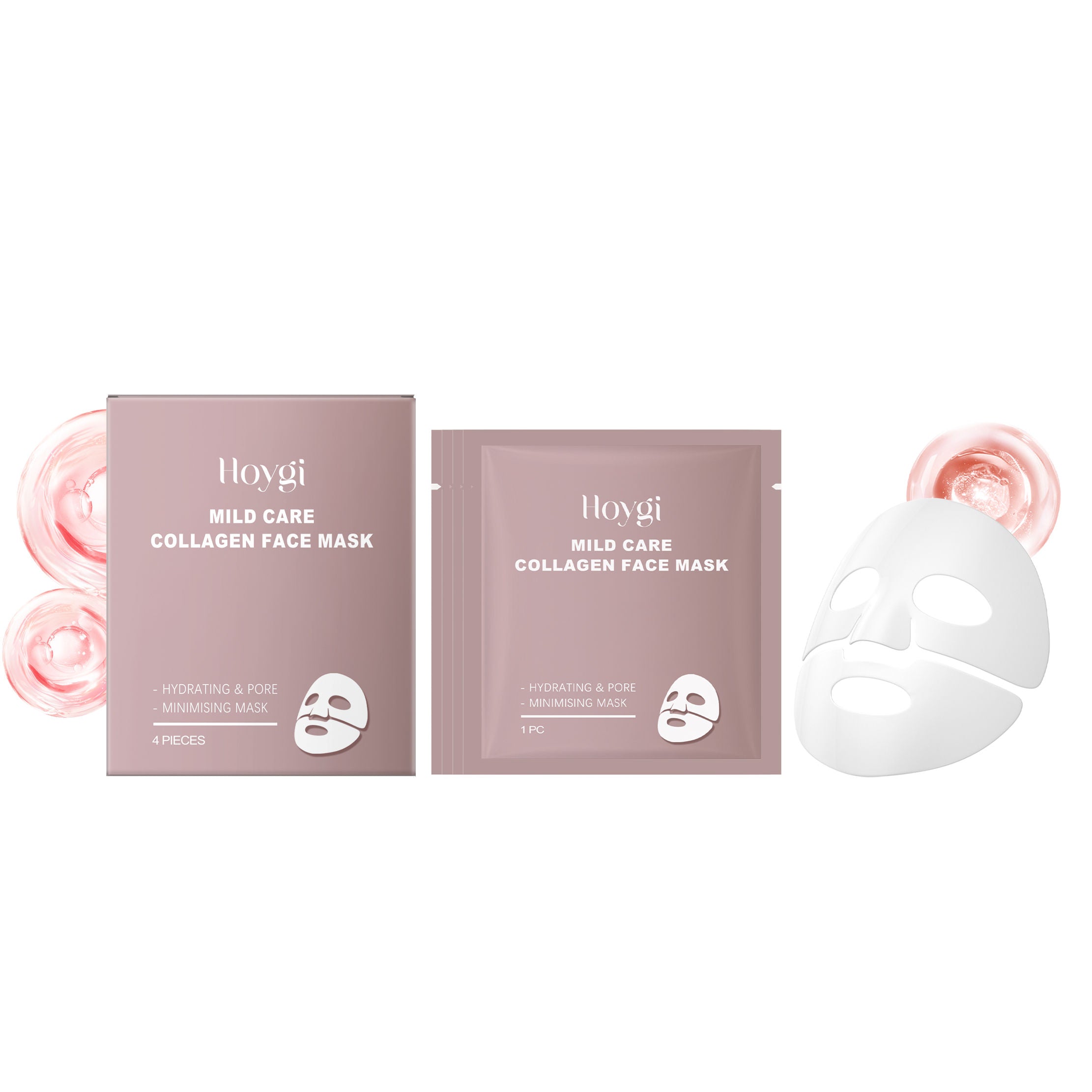 Collagen Hydrating Mask, Facial Care, Moisturizing, Pore Smoothing, Anti-Aging ,4pcs