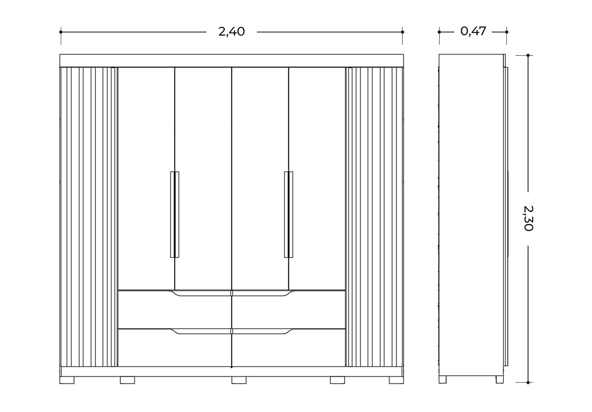 Doble Casal 6 Door Wardrobe with Mirror