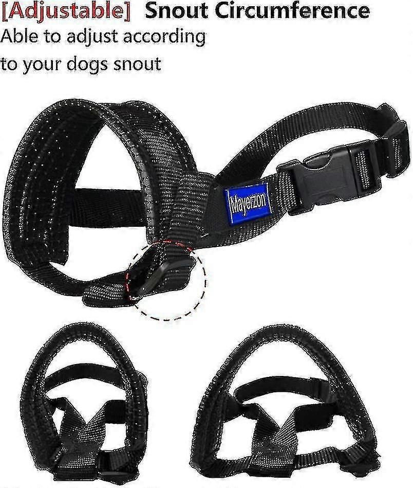Nylon Soft Dog Muzzle, Anti-bit, Anti-bark, Anti-chew, Adjustable Ring (xl, Black) zxin